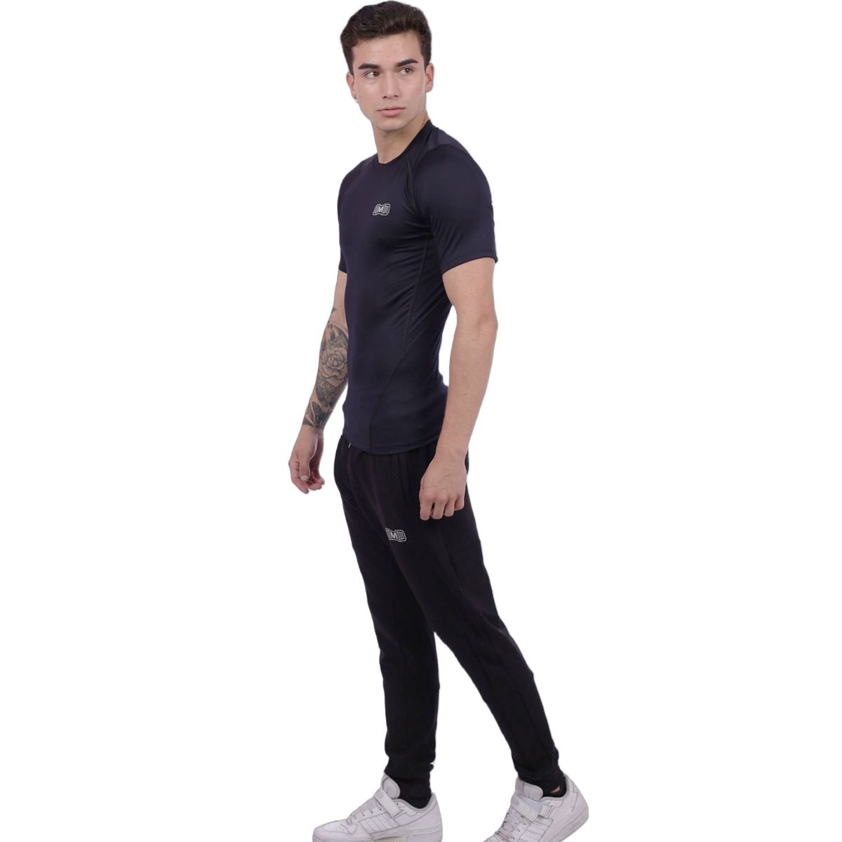 M MUSCLE MUSEUM - Polo Deportivo de Compresión Manga Corta Color Azul Oscuro para Hombre