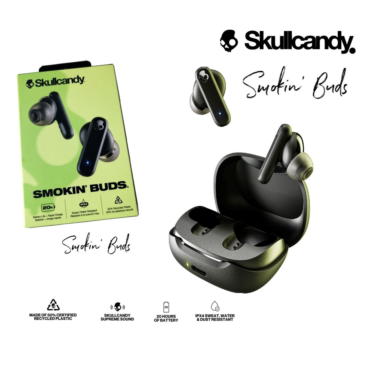 SKULLCANDY - Skullcandy Smokin Buds Audifonos Bluetooth TWS Black -No Dime