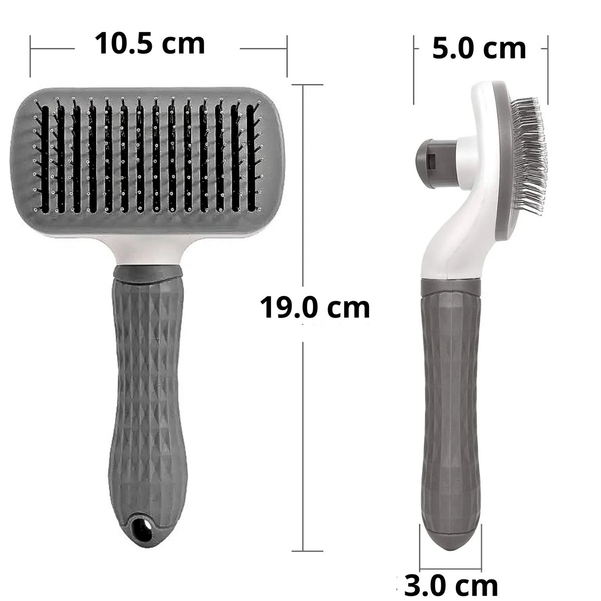 GENERICO - PACK CEPILLO PARA MASCOTA - BOTON ERGONOMICO CUADRADO PLOMO