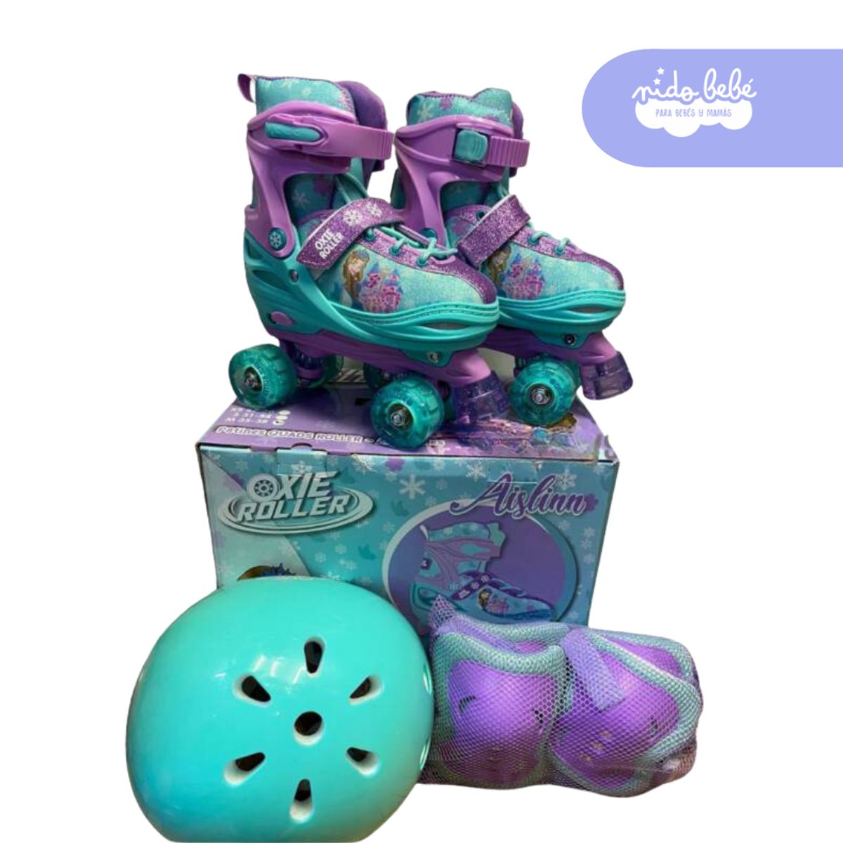 OXIEPRO - PATIN 4 RUEDAS OXIE CELESTE TALLA S 31-34