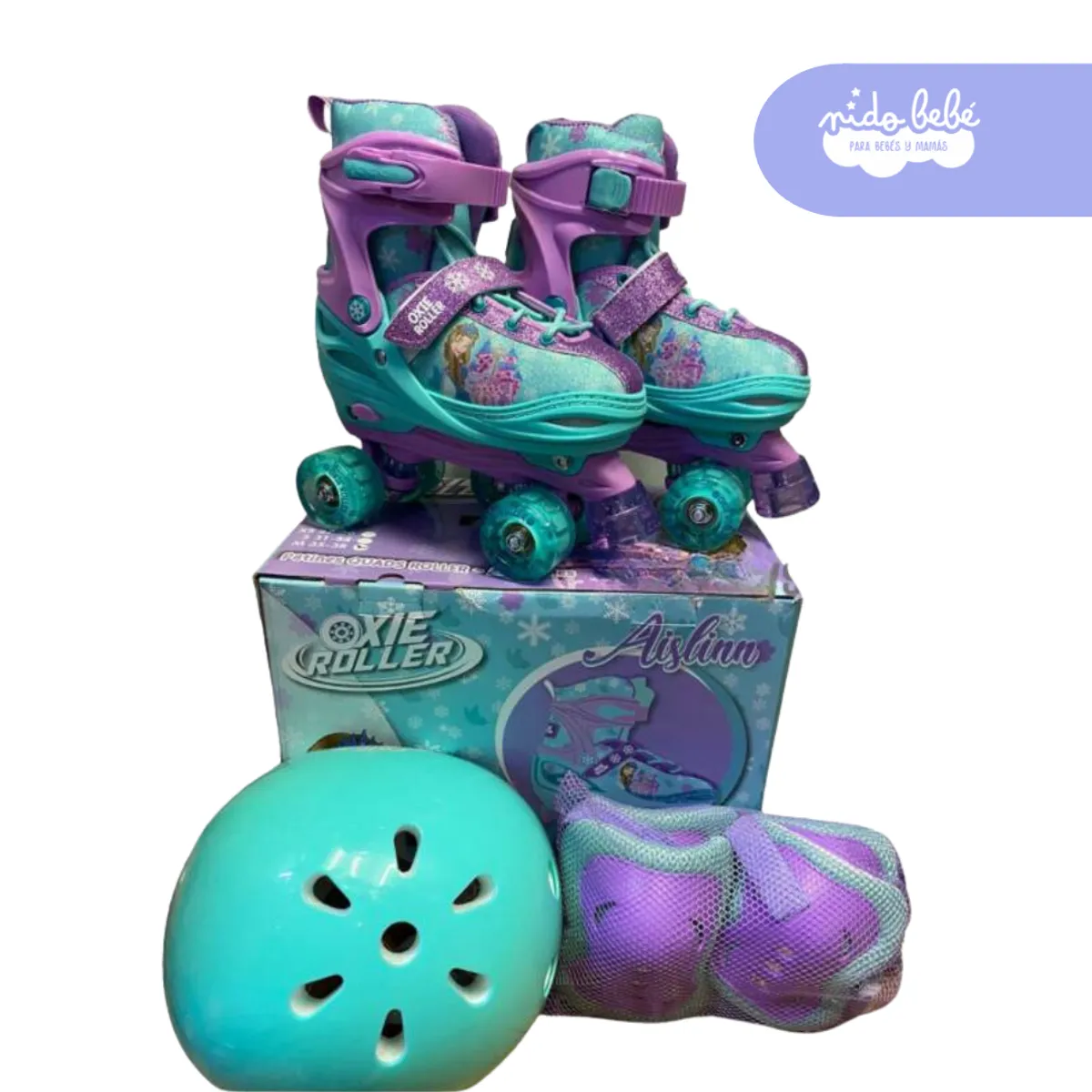 OXIEPRO - PATIN 4 RUEDAS OXIE CELESTE TALLA S 31-34