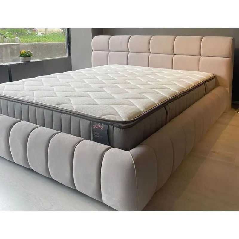 GENERICO - Cama  Luxe Beige 2 Plazas Con Cabecera Y Box Tarima