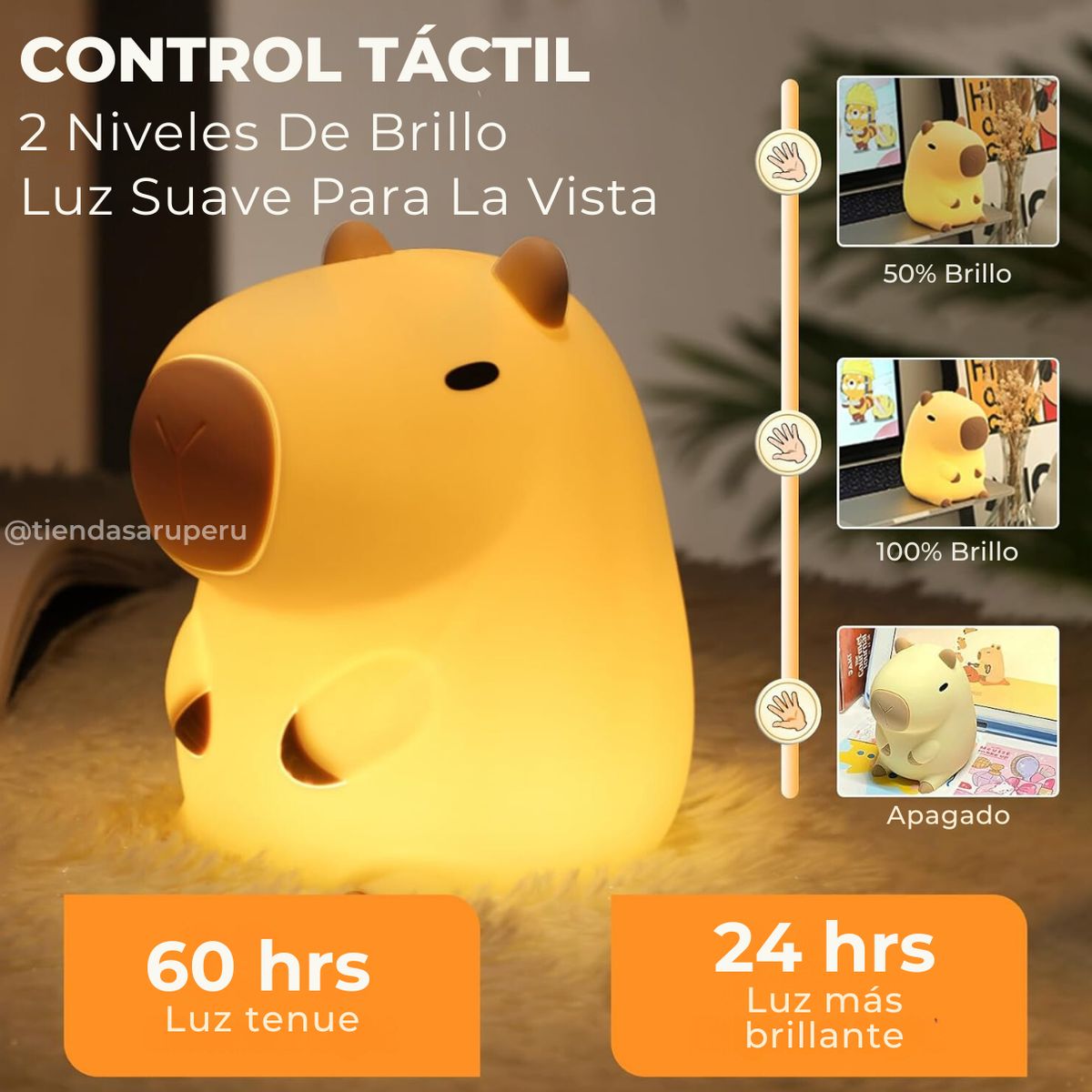 GENERICO - Lámpara Capibara Táctil Luz Nocturna Para Niños