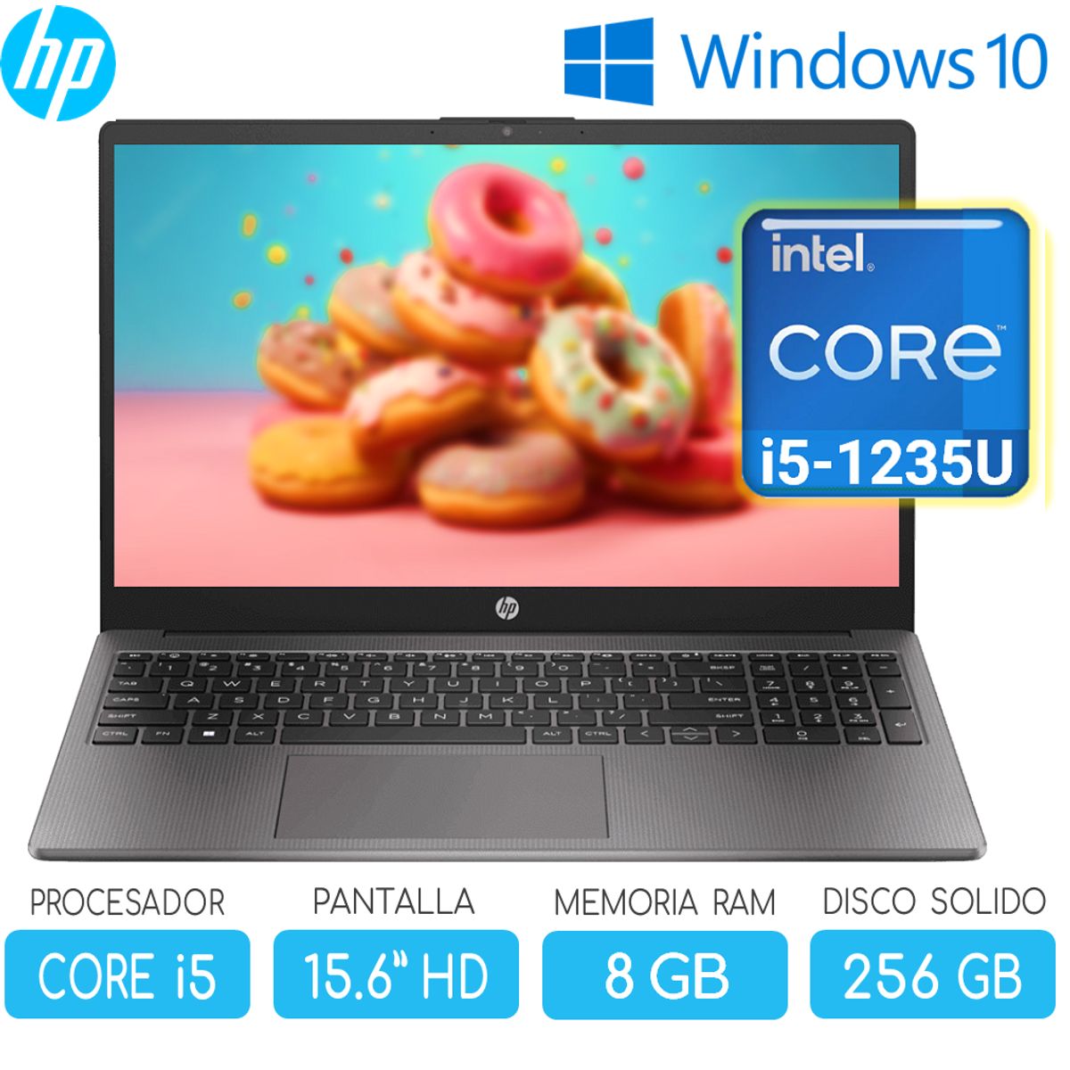 HP - Laptop HP intel core i5 1235U SSD 256gb RAM 8gb Pant.15.6 HD windows HP 250 G9