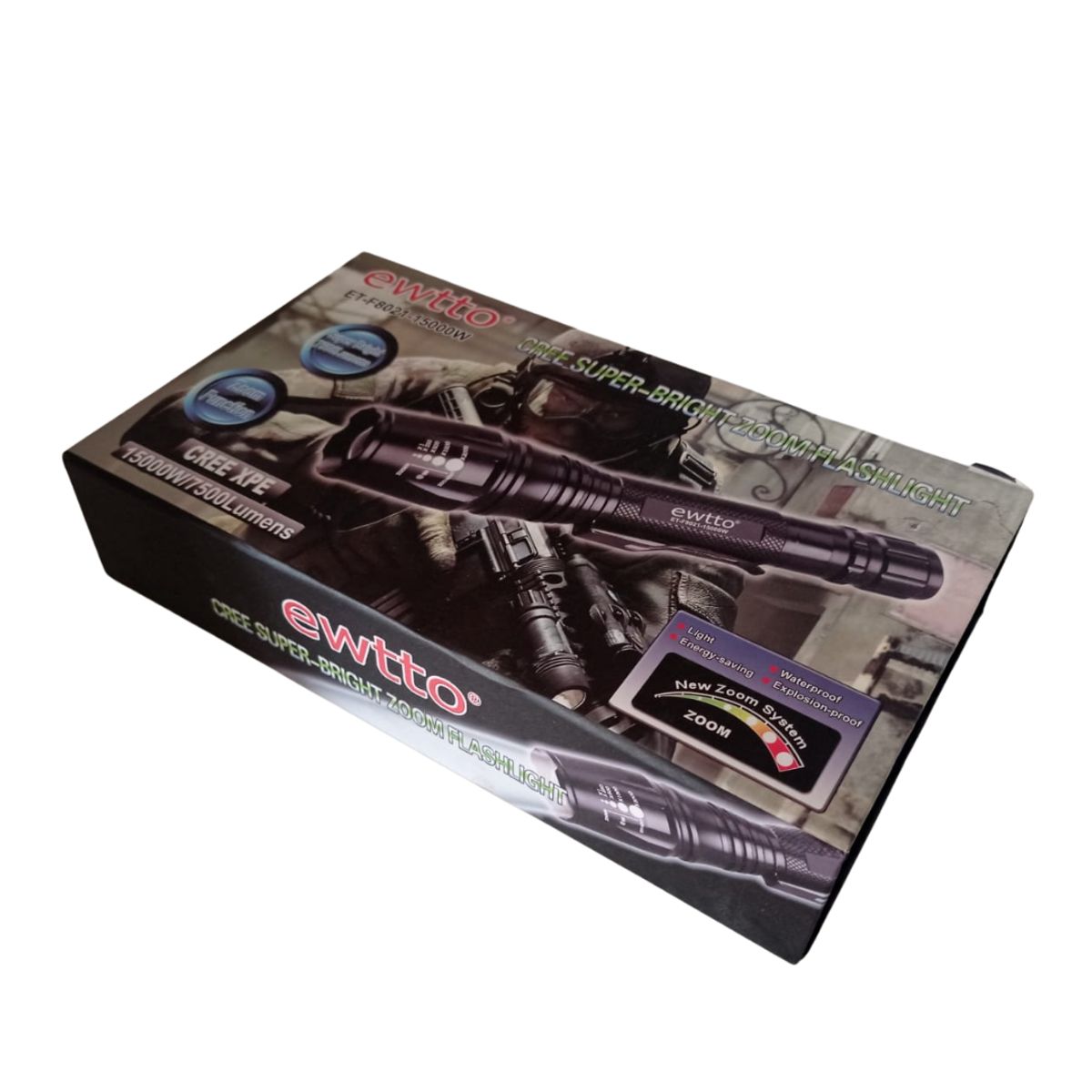 EWTTO - Linterna Militar Led Recargable Zoom - Ewtto 8021