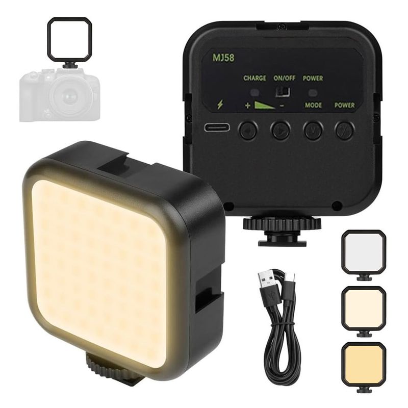 OEM - Luz LED recargable MJ58 de 7000K 3 colores con 10 graduaciones