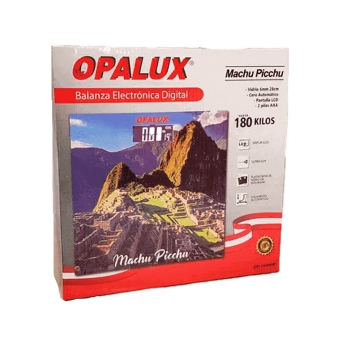 OPALUX - Balanza Electrónica 180kg Op-1604mp Diseño Machu Picchu