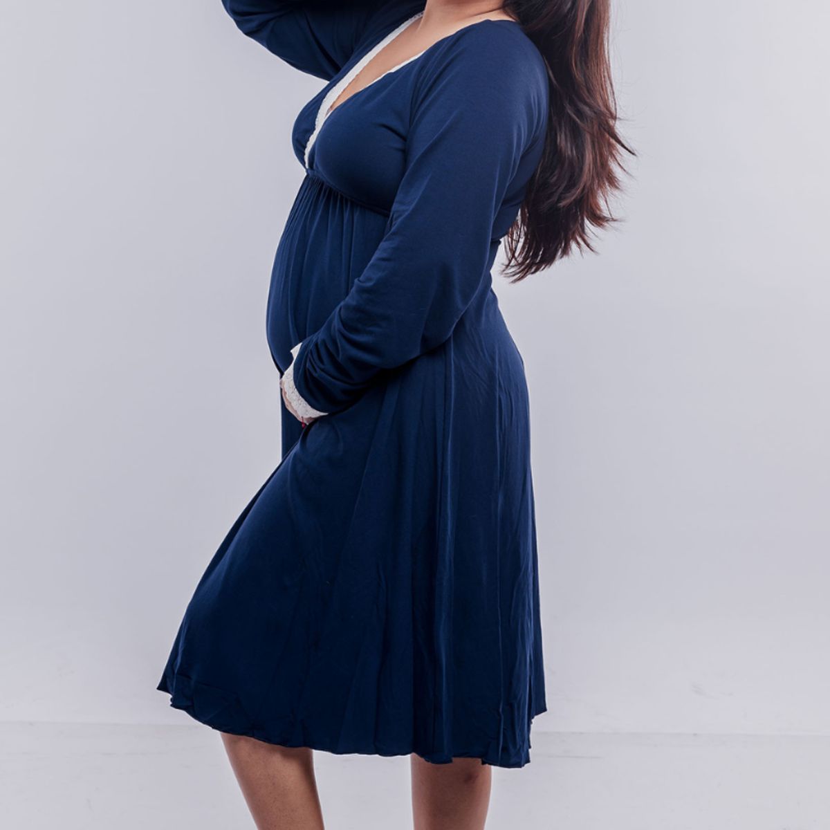 GENERICO - Camison Maternal Victoria Manga Larga Lactancia BCxy Azul