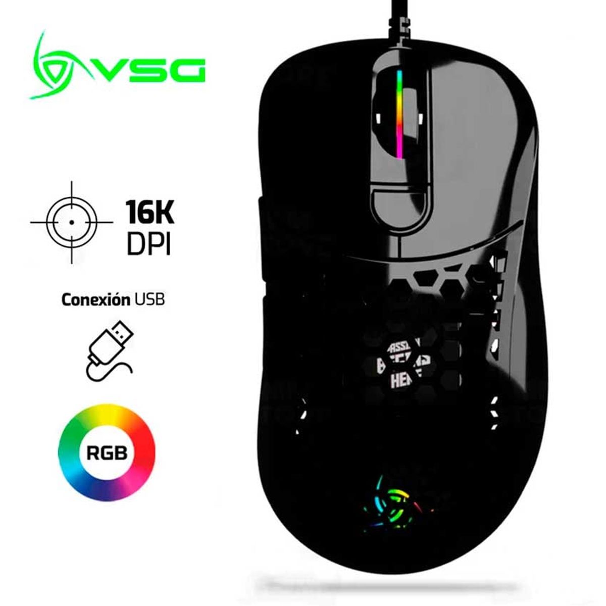 VSG - Mouse VSG Aquila Air Brillante 16,000 Dpi Rgb Negro