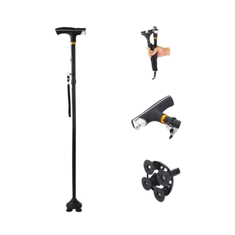 GENERICO - Bastón Plegable Ortopédico Con Luz Led Negro