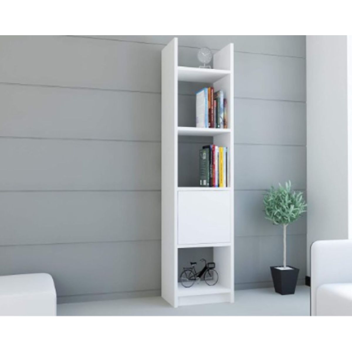 NACION MUEBLES - Librero Jhosi color Blanco NM