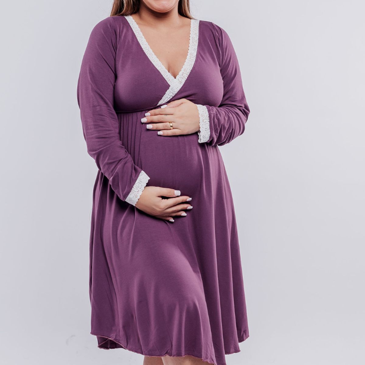 GENERICO - Camison Maternal Victoria Manga Larga Lactancia BCxy Morado