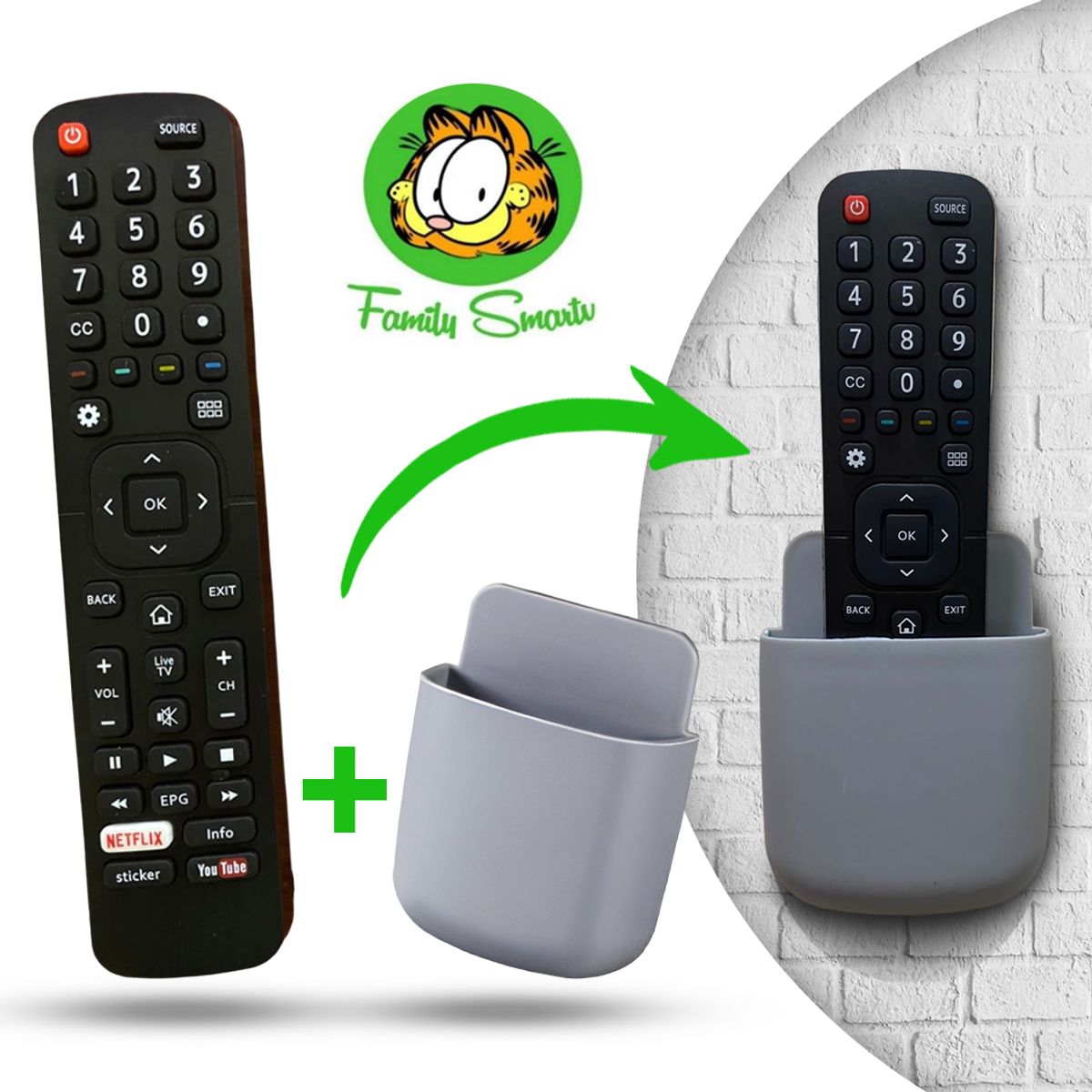 UNIVERSAL - Control remoto para televisor Smart Hisense + Soporte Griis