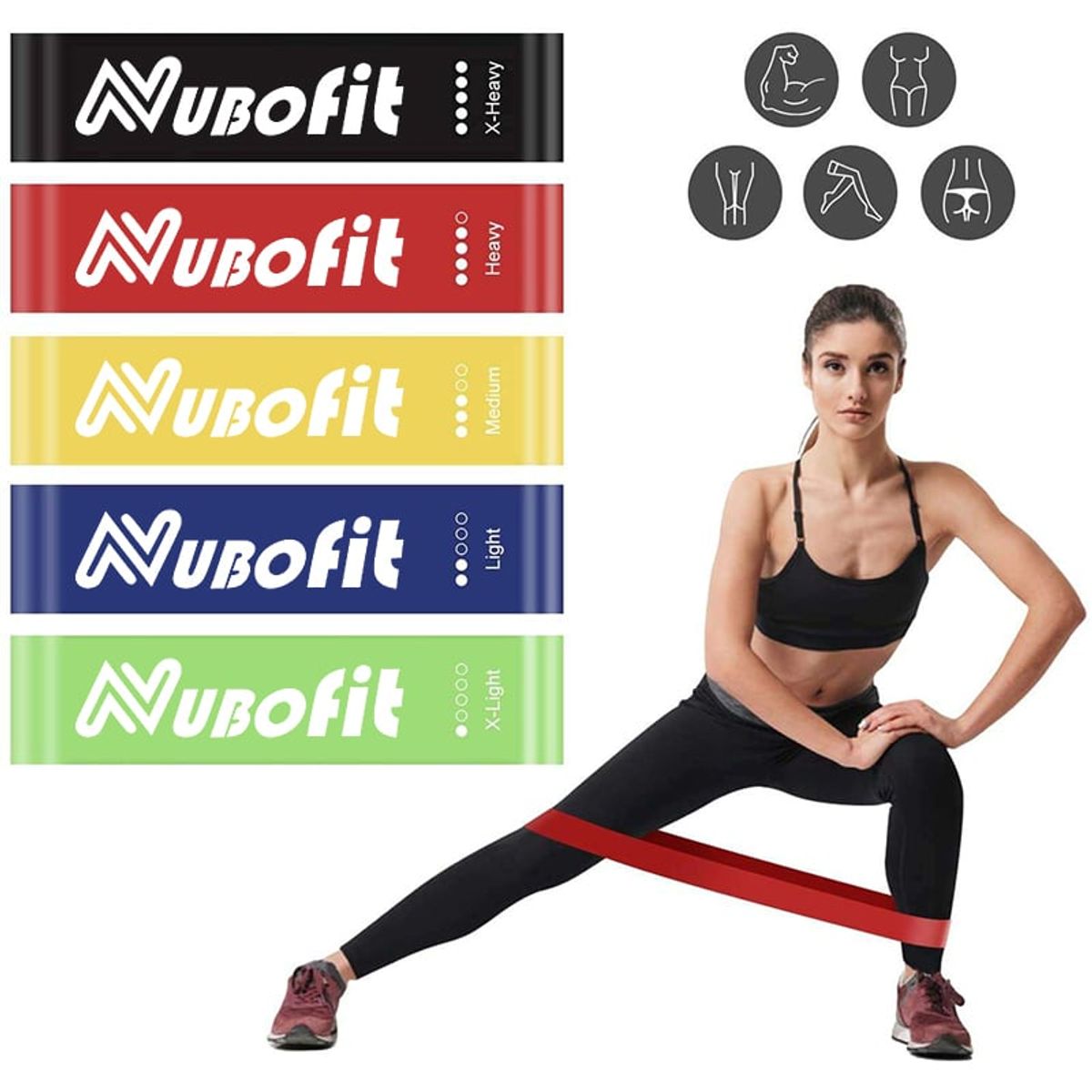 OEM - Pack 5 Bandas Resistencia Elásticas Ejercicios Gym Fitness