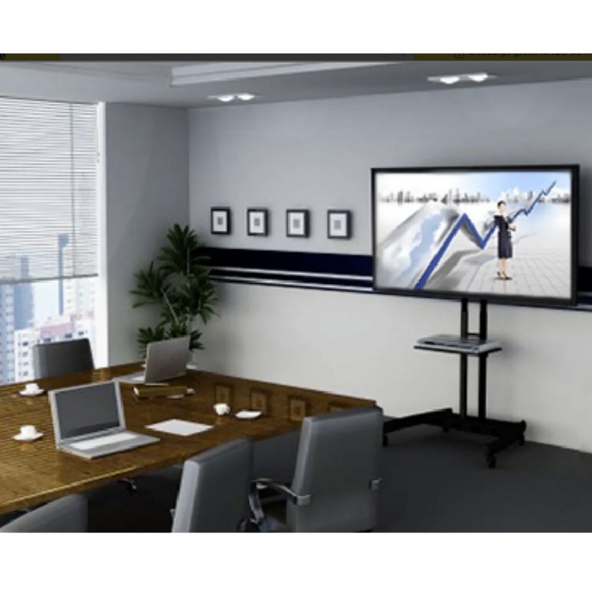 BATBLACK - Rack Pedestal Movil Con Repisa Led 37 - 70 Pulgadas Batblack