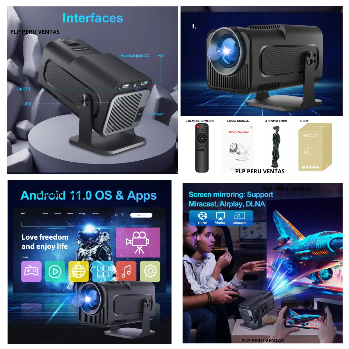 OEM - Proyector HY320 Smart 4K Android11 Wifi Bluetooth