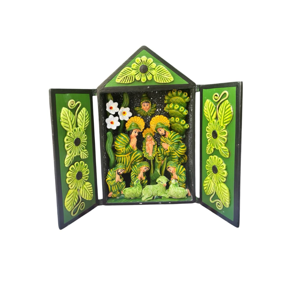 ACHALLAY ARTESANIA DE BARRO - Retablo de Nacimiento Ayacuchano Verde