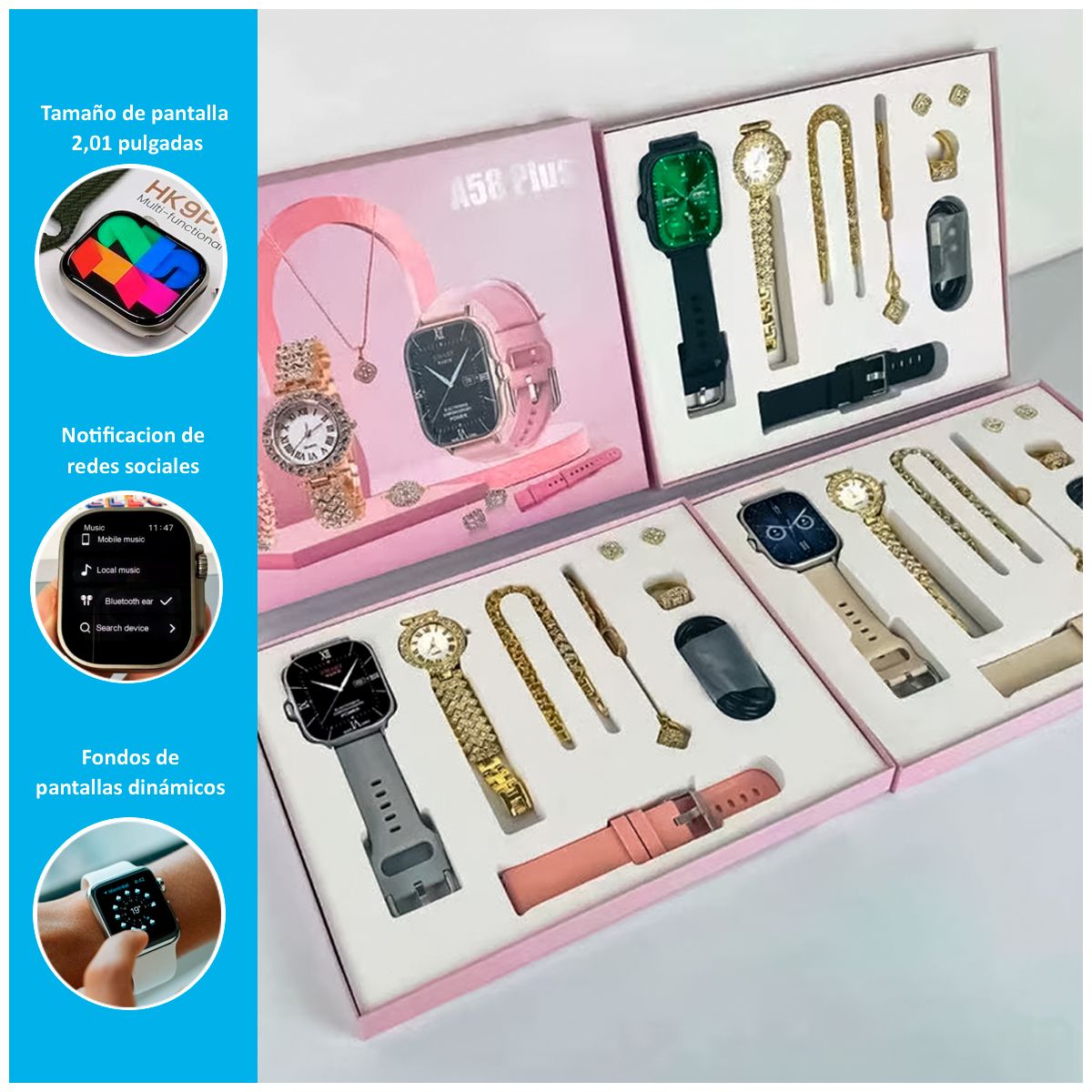 SASARU - Smartwatch A58 Plus Inalámbrico Negro