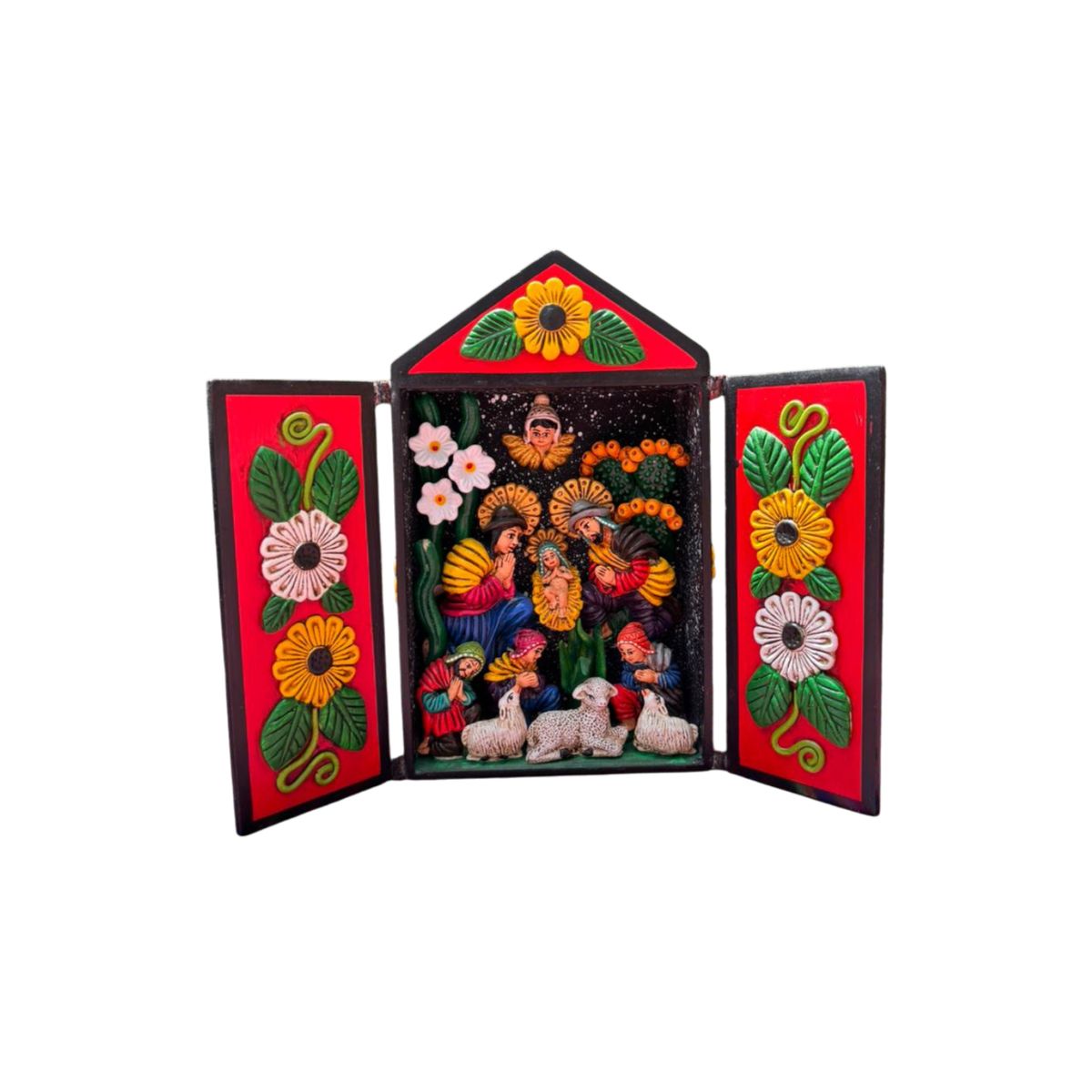 ACHALLAY ARTESANIA DE BARRO - Retablo Ayacuchano Nacimiento Rojo