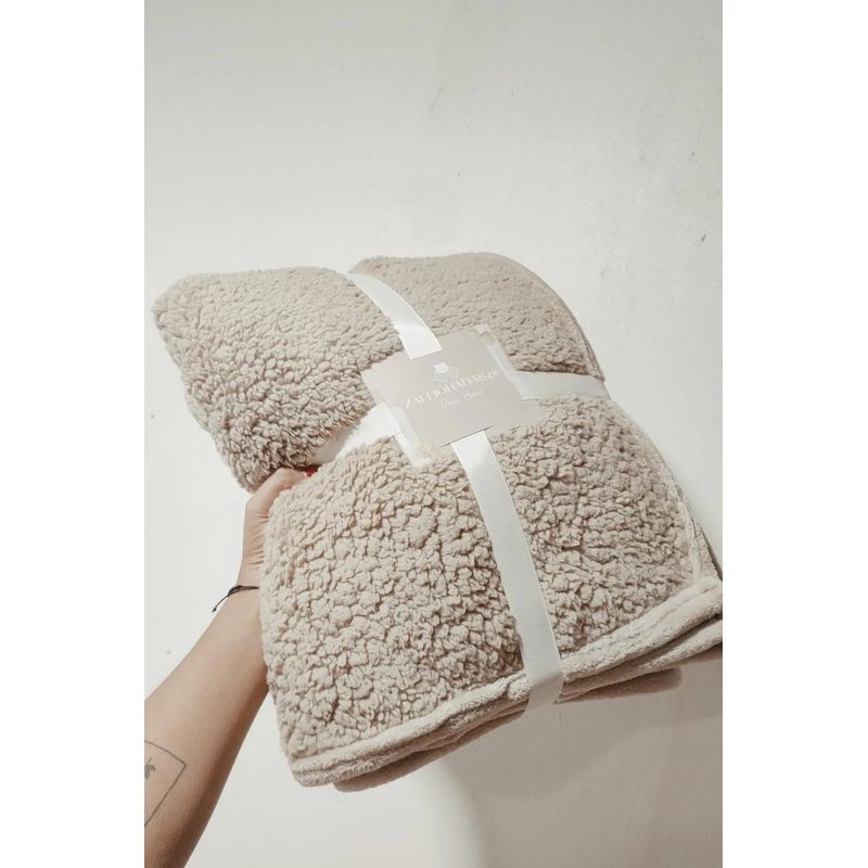 GENERICO - Manta Nórdica Doble Cara 178x150 Beige felpha carnero