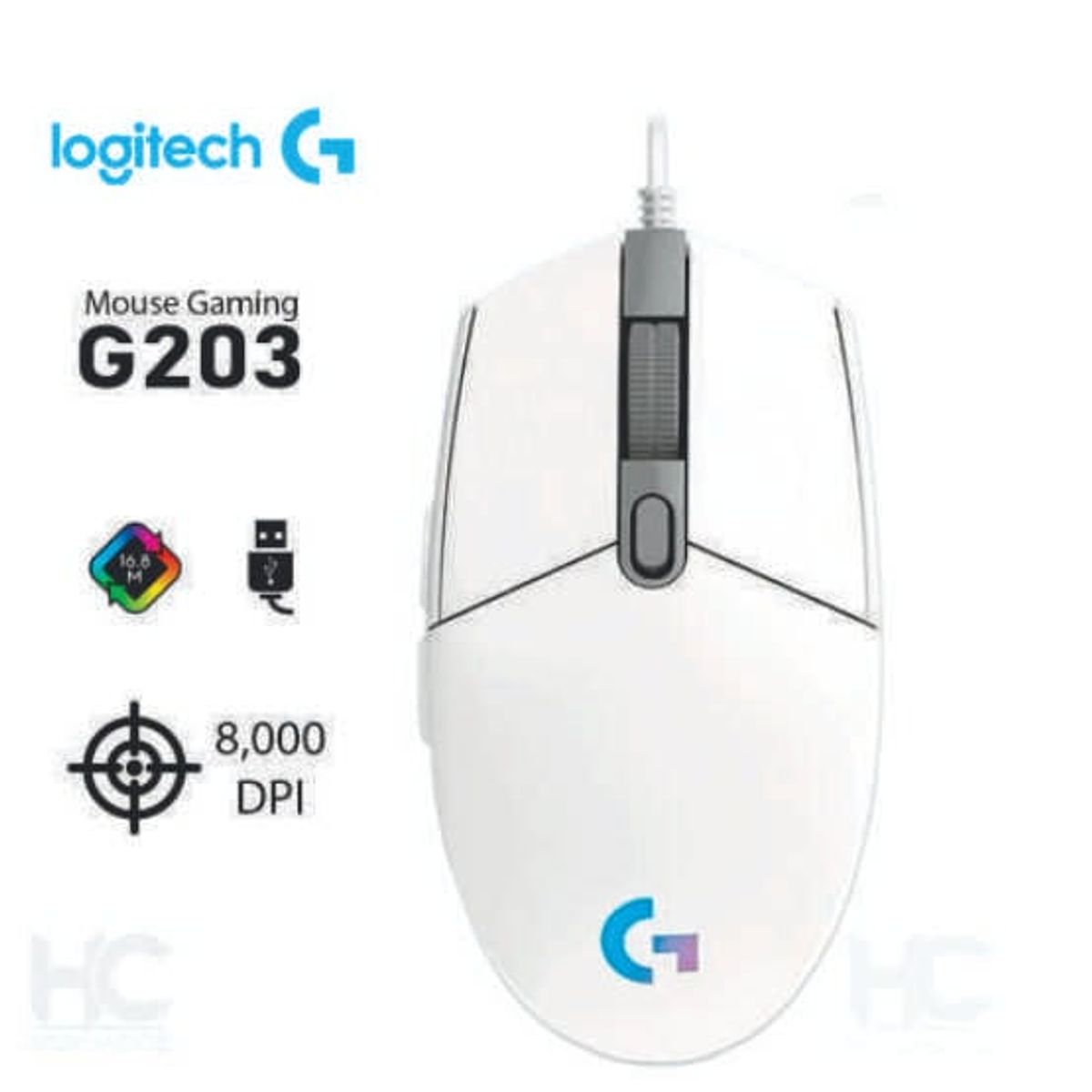 LOGITECH - MOUSE LOGITECH G203 WHITE RGB