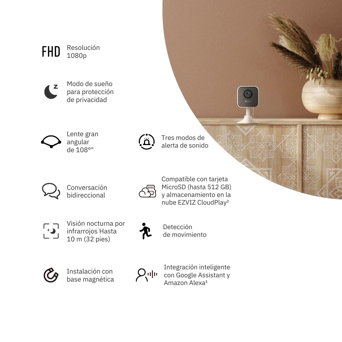 EZVIZ - Kit de cámara de seguridad para interiores H6C FullHD + H1C + 64GB - Ezviz