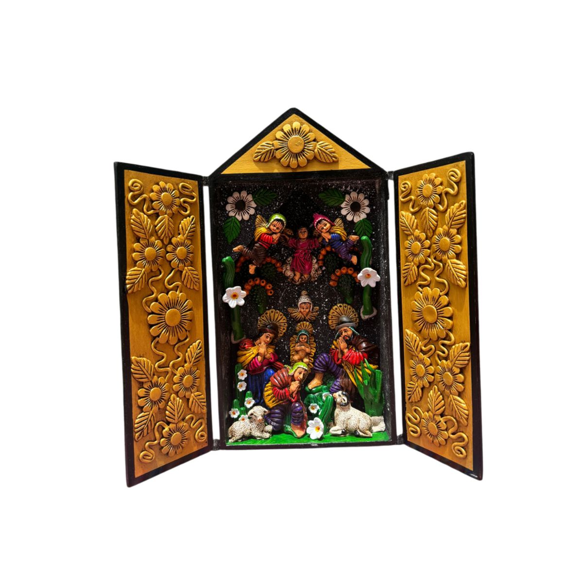 ACHALLAY ARTESANIA DE BARRO - Retablo Ayacuchano Grande Dorado