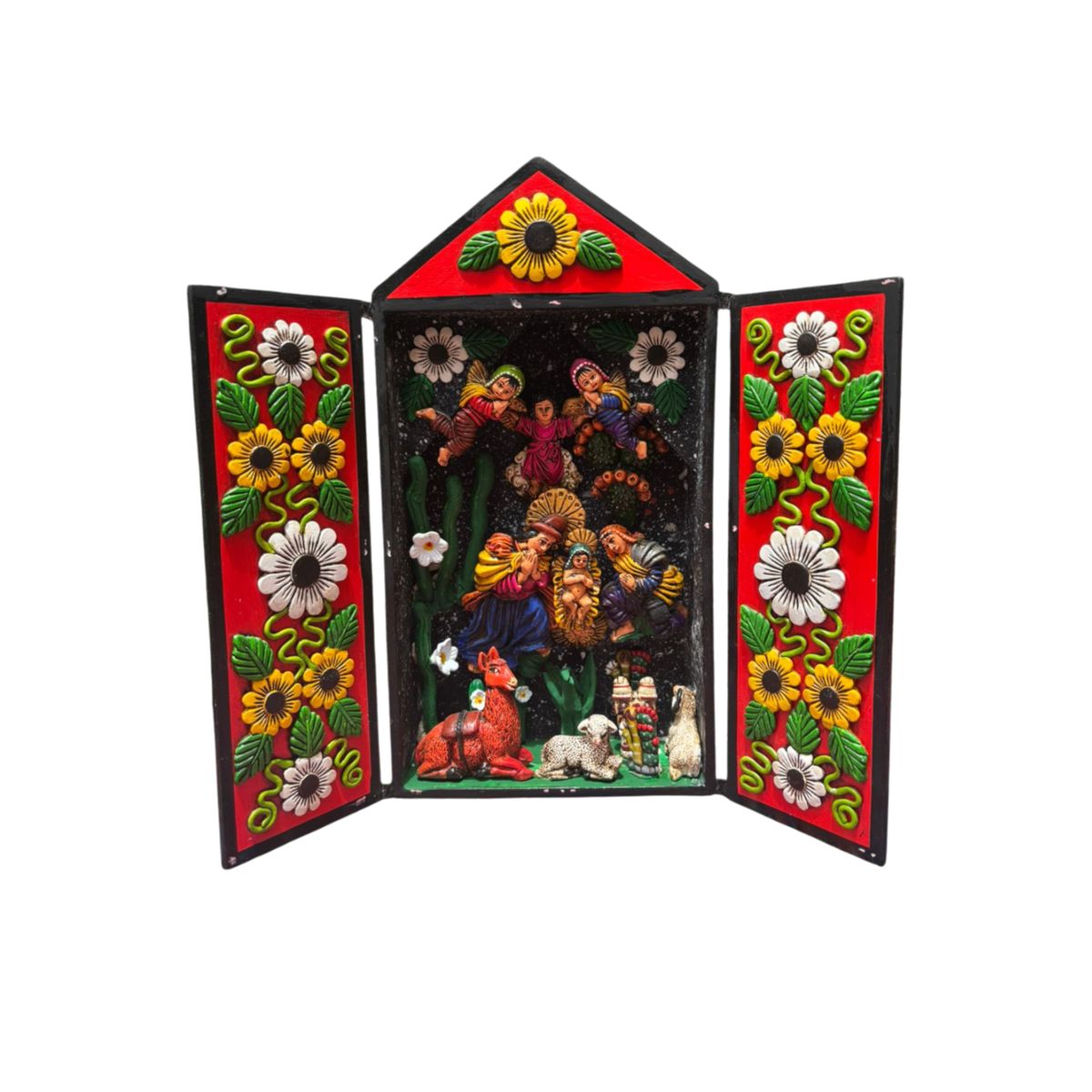 ACHALLAY ARTESANIA DE BARRO - Retablo Ayacuchano Grande Rojo