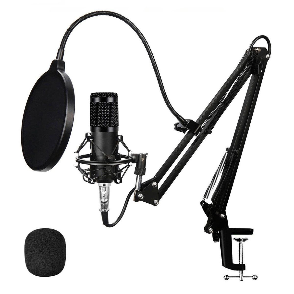 OEM - Kit Micrófono BM 800 Negro con Adaptador de audio USB para estudio