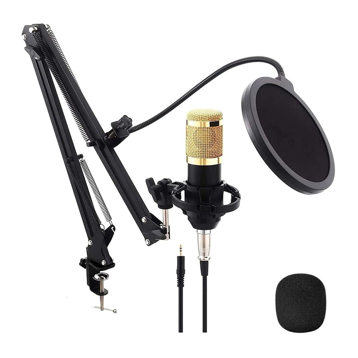 OEM - Kit Micrófono BM 800 Dorado con Adaptador de audio USB para estudio