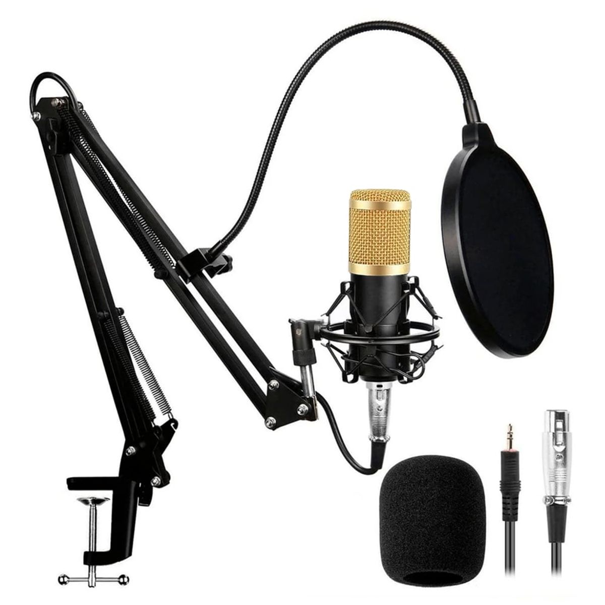 OEM - Kit Micrófono BM 800 Dorado con accesorios para estudio de grabación
