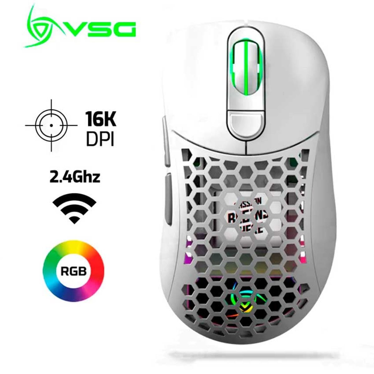 VSG - Mouse VSG Aquila Fly Mate Inalambrico 16, 000 Dpi RGB Blanco
