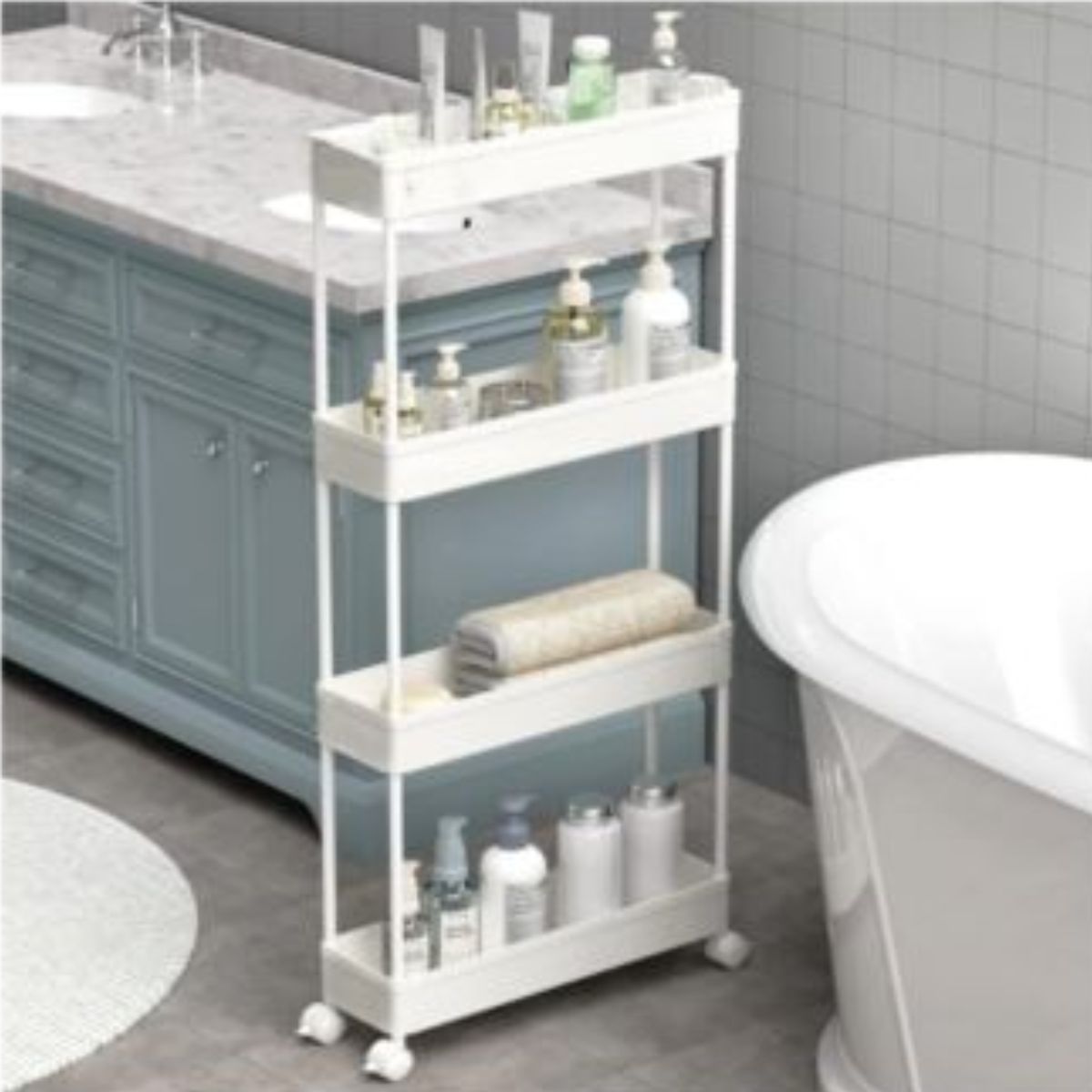 OEM - Estante Rack Baño Sala Multiusos de 4 Niveles - Blanco