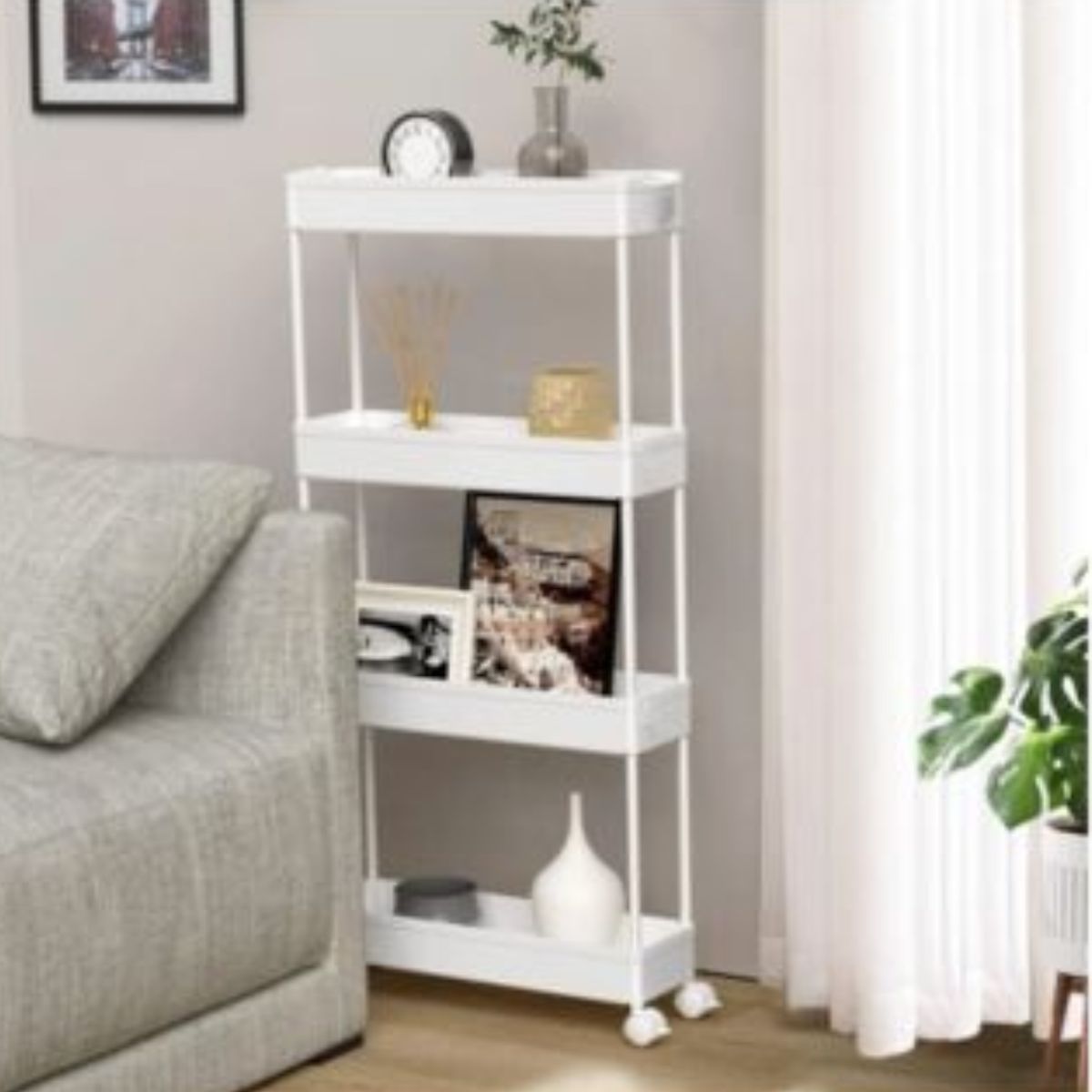 OEM - Estante Rack Baño Sala Multiusos de 4 Niveles - Blanco