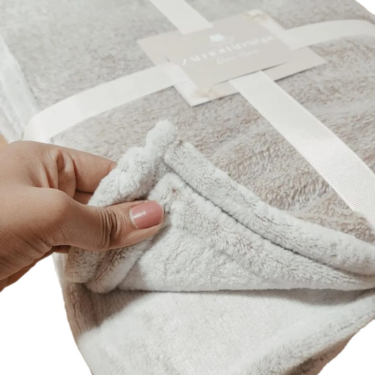 GENERICO - Manta Nórdica Doble Cara 110x250 cm Marrón Jaspeado nieve