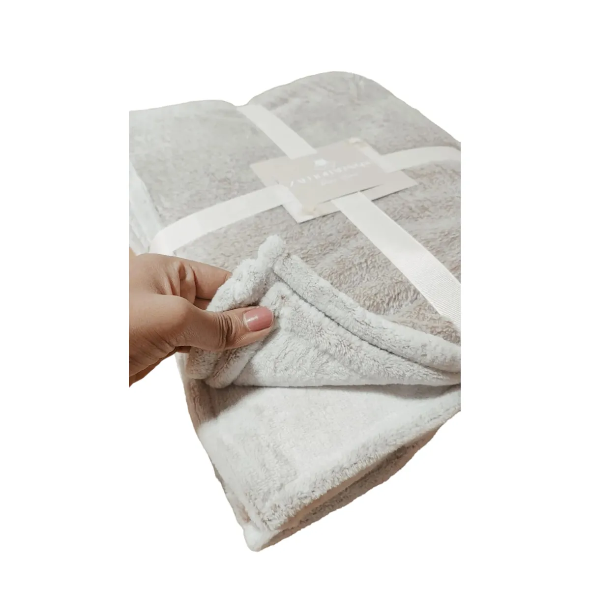 GENERICO - Manta Nórdica Doble Cara 110x250 cm Marrón Jaspeado nieve