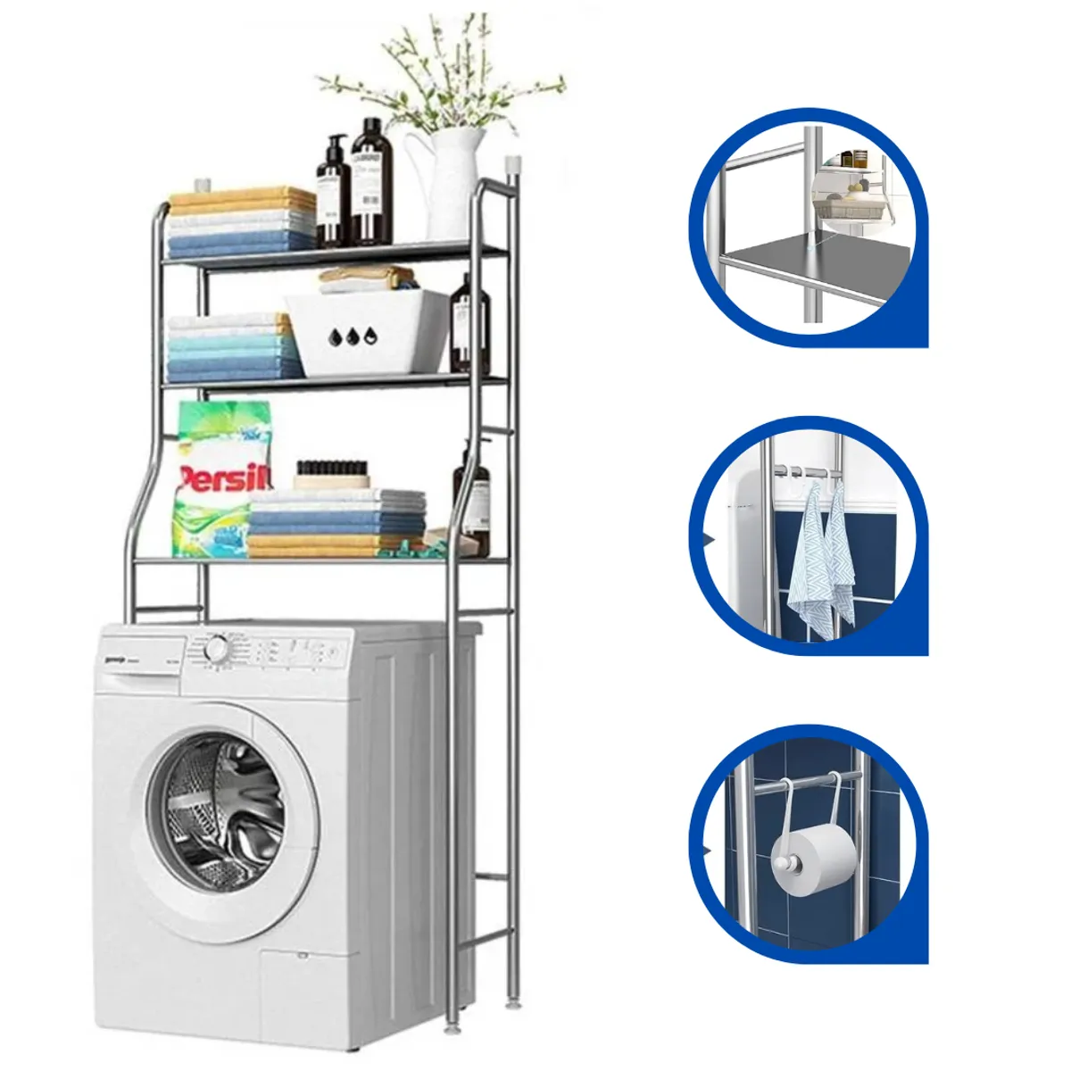 OEM - Organizador Estante Multifuncional para Lavadora Blanco