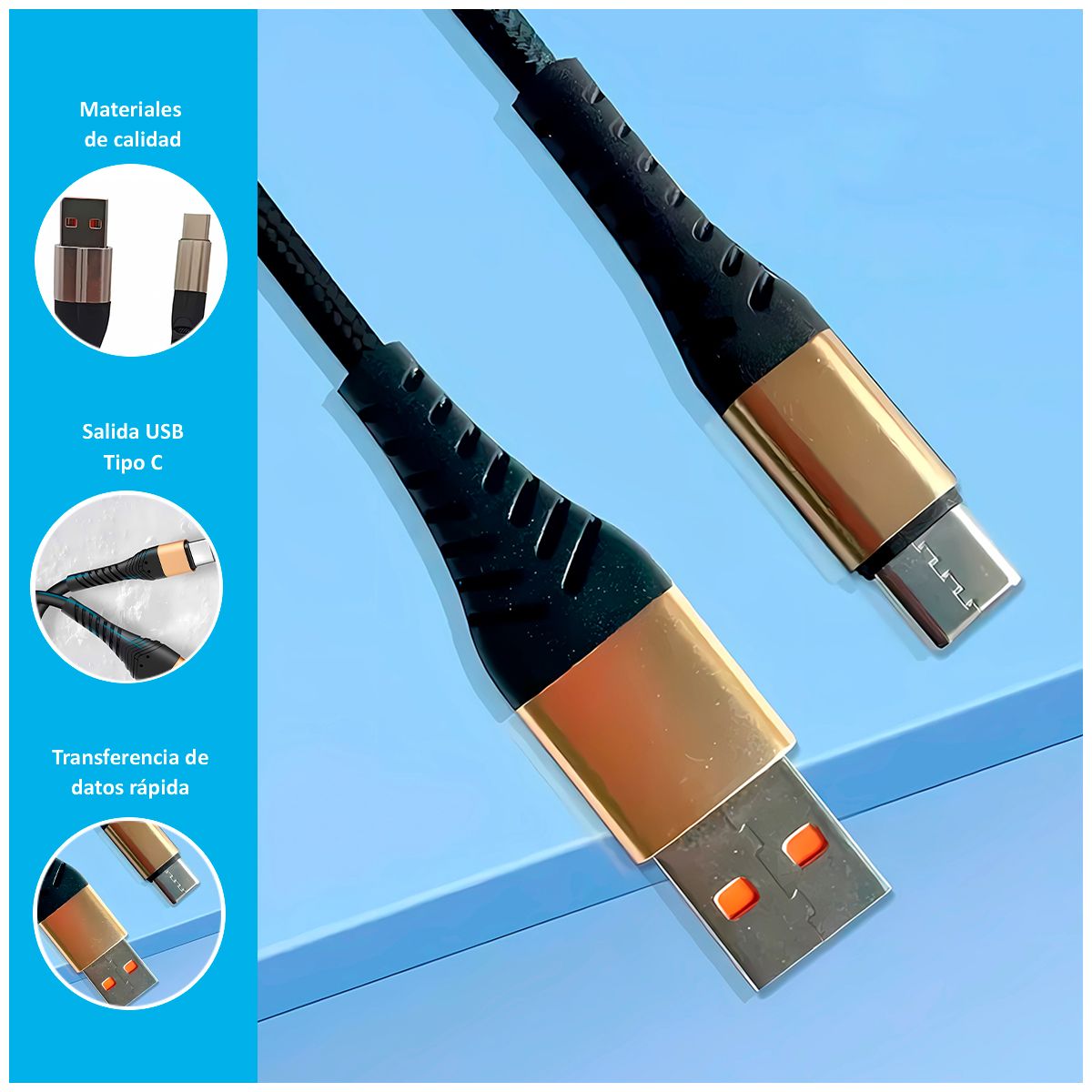 SASARU - Cable BC-025t con Entrada USB-C de 12m  Negro