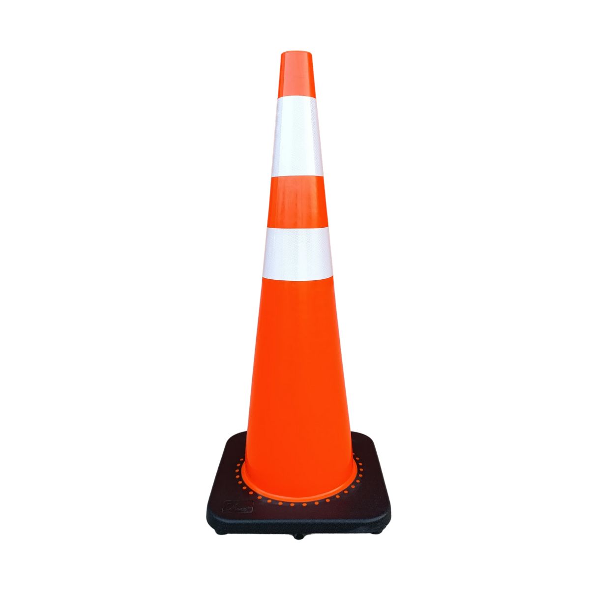 QRUBBER - Cono de seguridad 90cm naranja con base de caucho QRubber