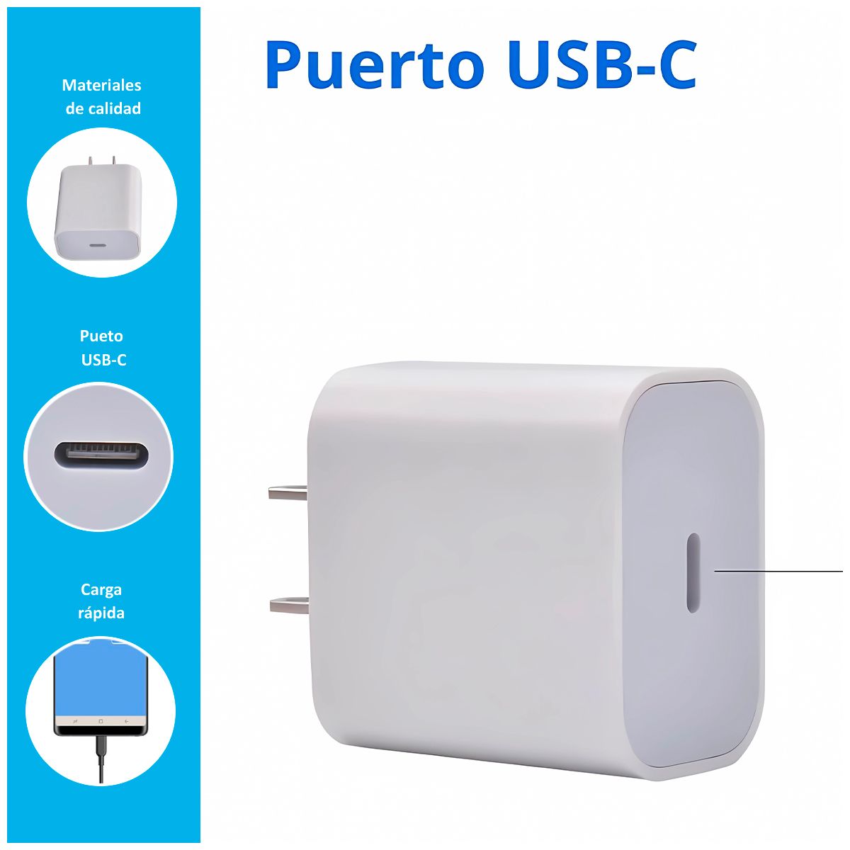 SASARU - Cargador Cubo de 20W con Entrada USB-C