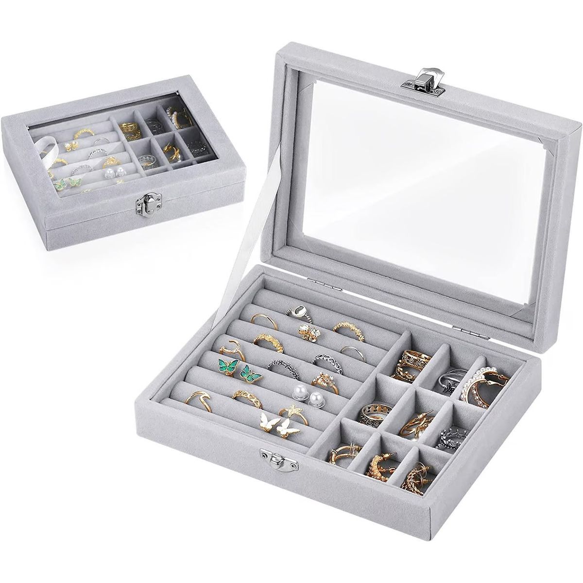 GENERICO - Joyero Cofre Organizador Portatil Multiusos Terciopelo 1 Piso