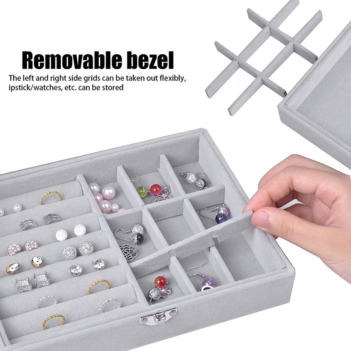 GENERICO - Joyero Cofre Organizador Portatil Multiusos Terciopelo 1 Piso