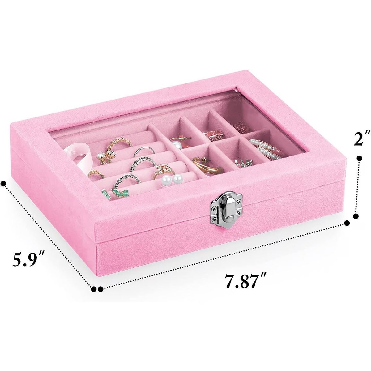 GENERICO - Joyero Cofre Organizador Portatil Multiusos Terciopelo 1 Piso