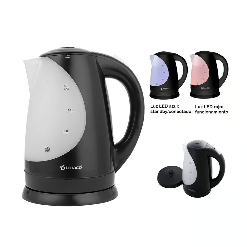 IMACO - Hervidor Eléctrico Plástico 2L Imaco KE2050  Negro