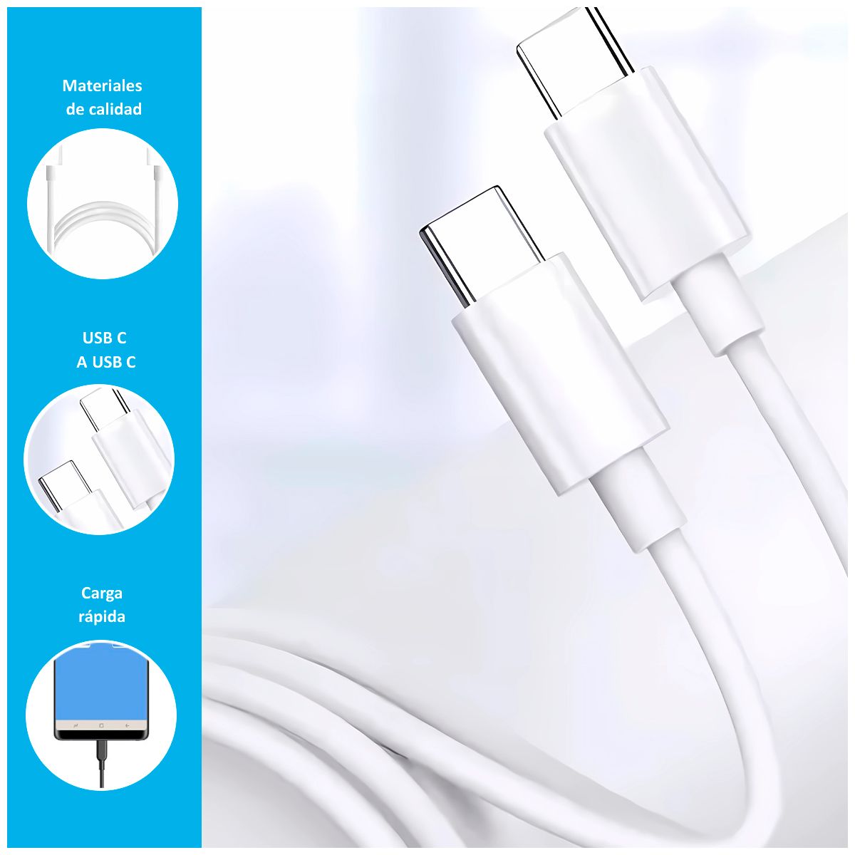 SASARU - Cable carga rápida con entrada USB-C de 1m