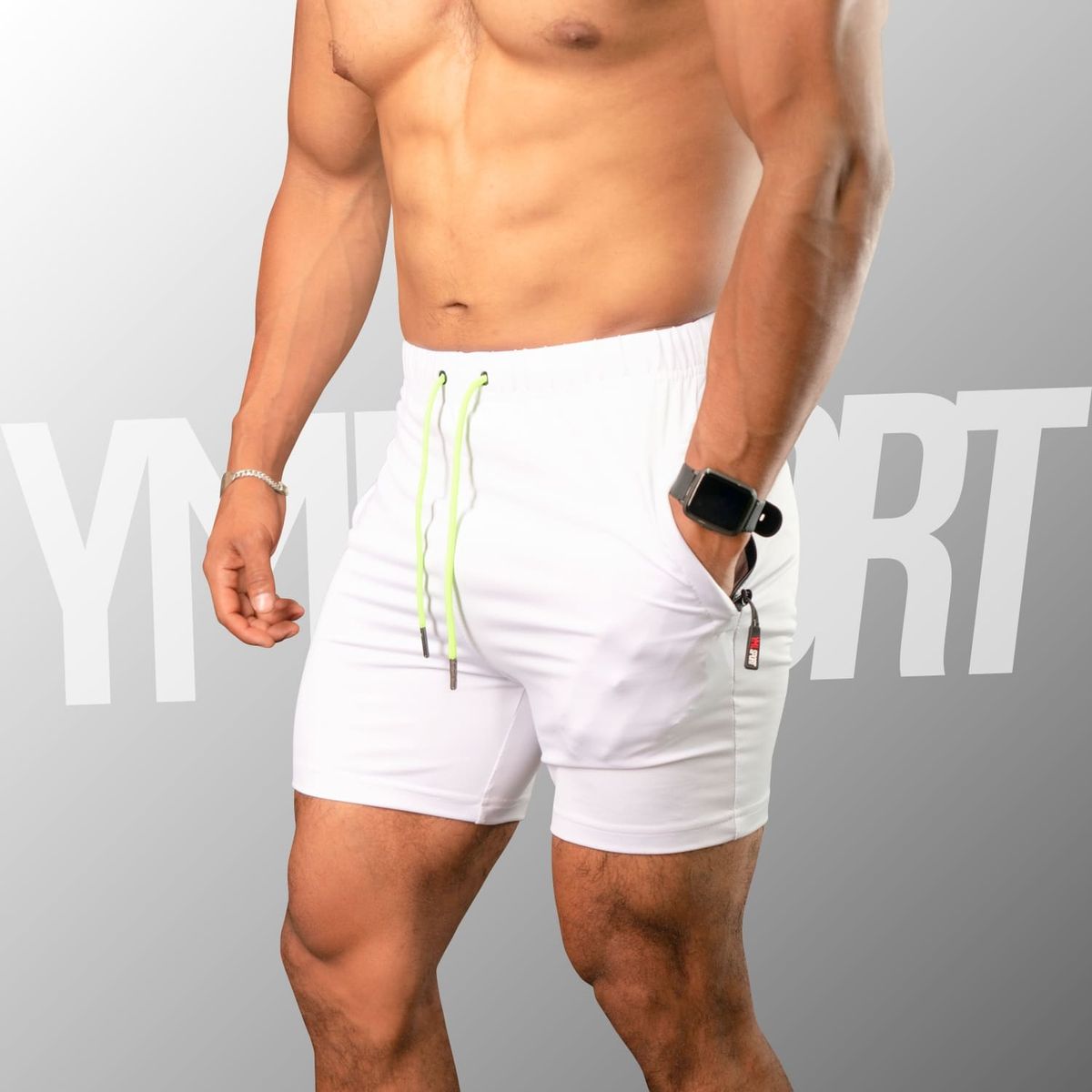 YML SPORT - Short GYM Hombre - Short Fitness Blanco - YML SPORT