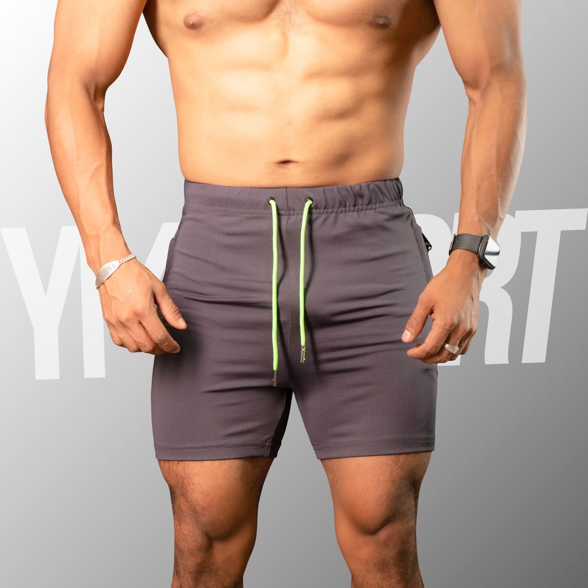 YML SPORT - Short GYM Hombre - Short Fitness Plomo - YML SPORT