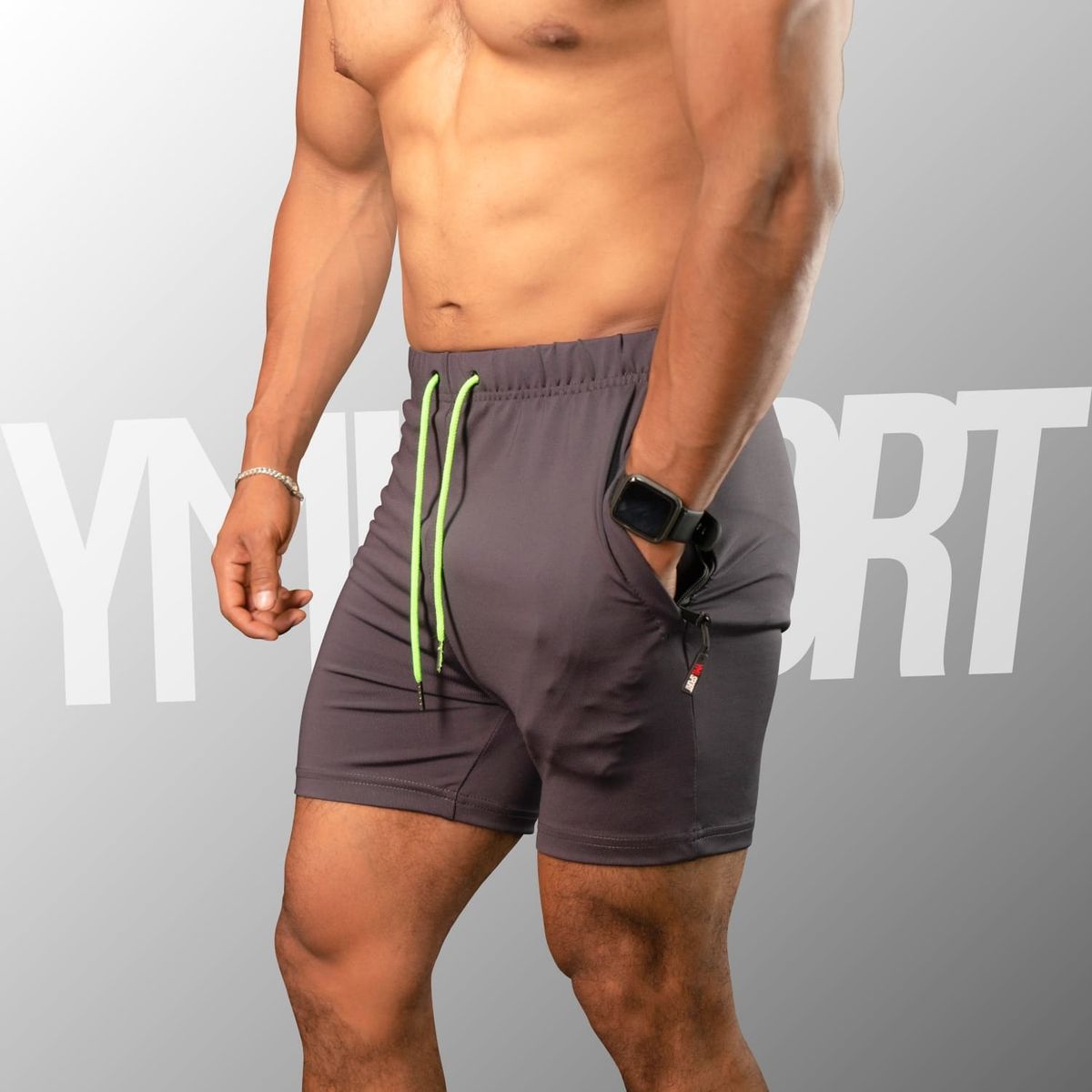YML SPORT - Short GYM Hombre - Short Fitness Plomo - YML SPORT