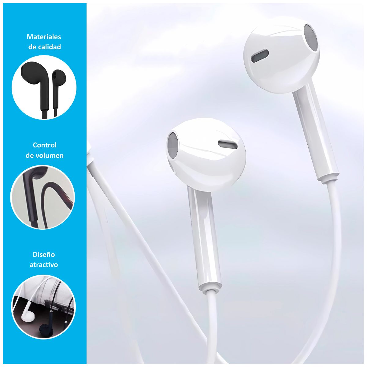 SASARU - Audífonos Earphones SE387A con Micrófono  Negro