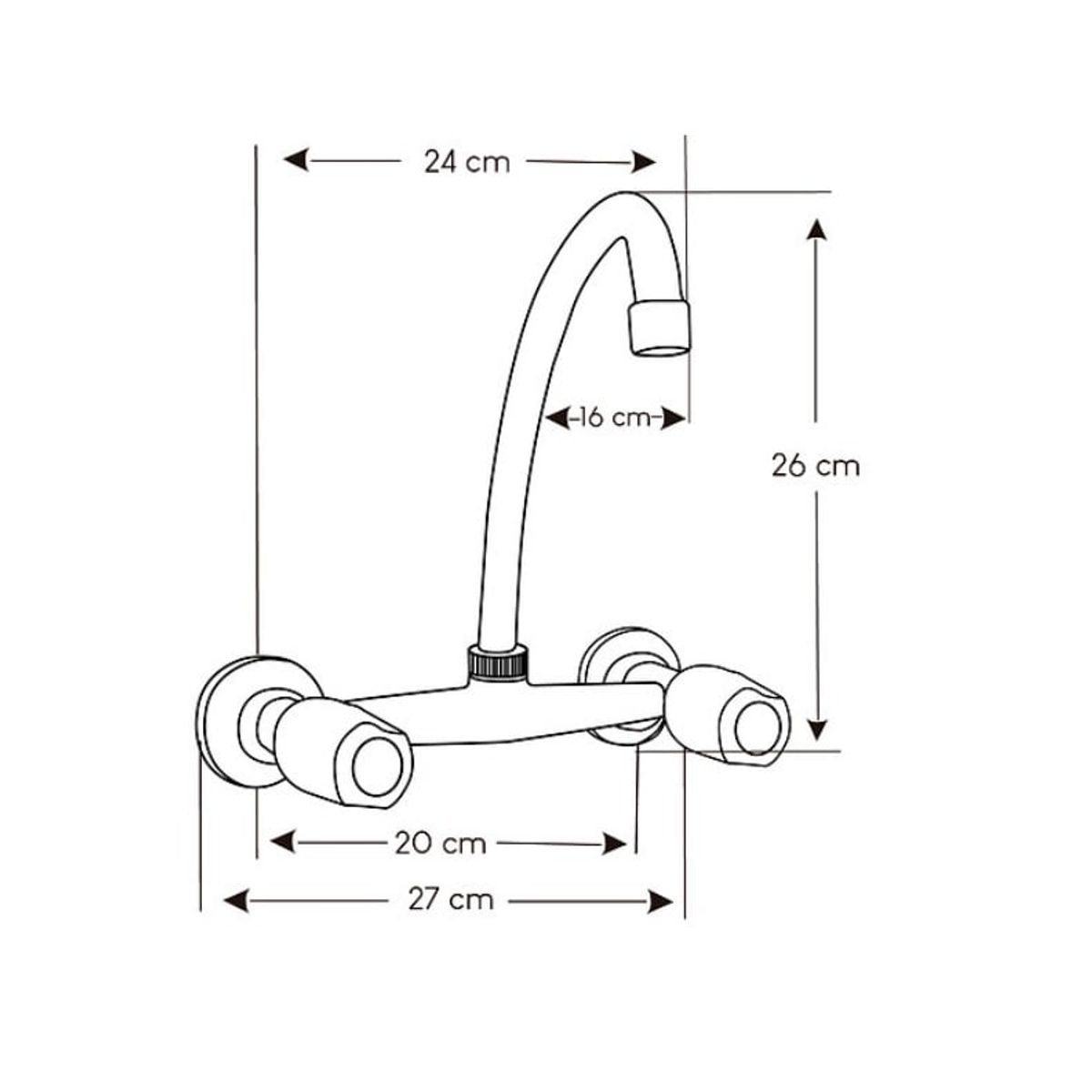 GENERICO - Mescladora tipo Ganso  para Cocina en Bronce Cromado